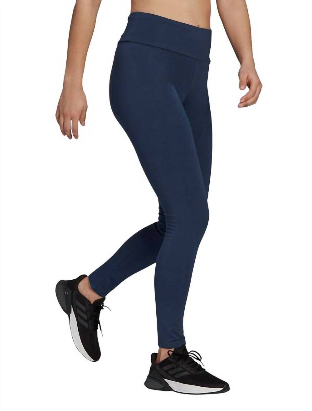 NEW ADIDAS essentials stacked logo high-rise full length leggings in navy